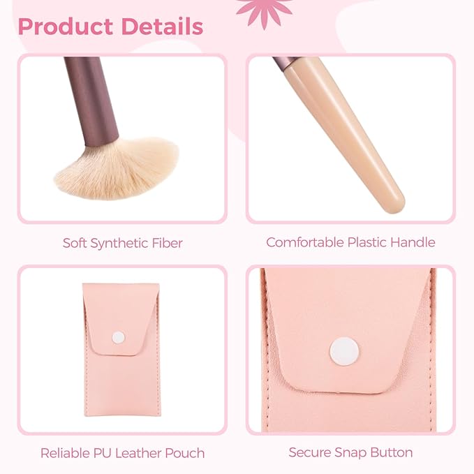 12 Pack Travel Brush Sets 8-Piece Mini Synthetic Fiber Cosmetic Brushes with Bag, Bridesmaid Present & Bachelorette Party Favor (Ivory Beige)