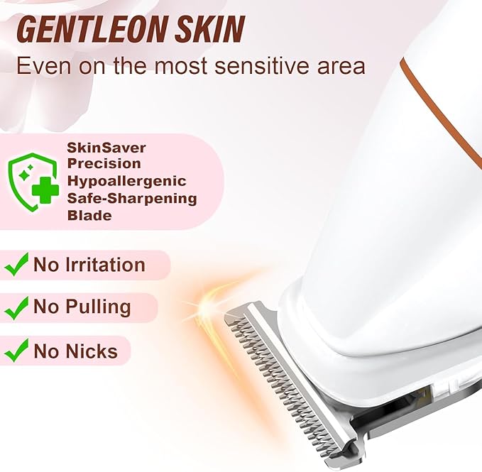 Bikini Trimmer for Women and Men,5-in-1 Wet/Dry Body Hair Trimmer,Gentle Hair Removal Shaver for Full Body Groomer,Electric Razor Shaver with USB Charge Dock-No Nick, No Cut, No Razor Burn,Brown-Gray