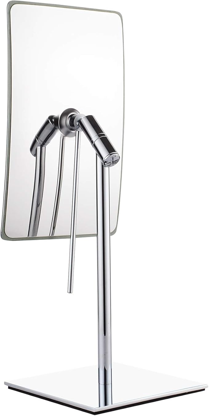 DOWRY 8 Inch 3X Magnified Tabletop Rectangular Adjustable Makeup Mirror,304 Stainless Steel,Polished Chrome 2234(3X)
