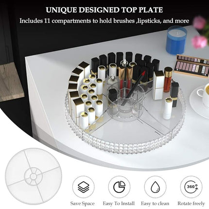 360 Degree Rotating Makeup Organizer, Extra Large Capacity Perfume Organizer, Removable DIY 7 Layers Make up Organizer for vanity, Cosmetic Display Case Organizador De Maquillaje (Clear)