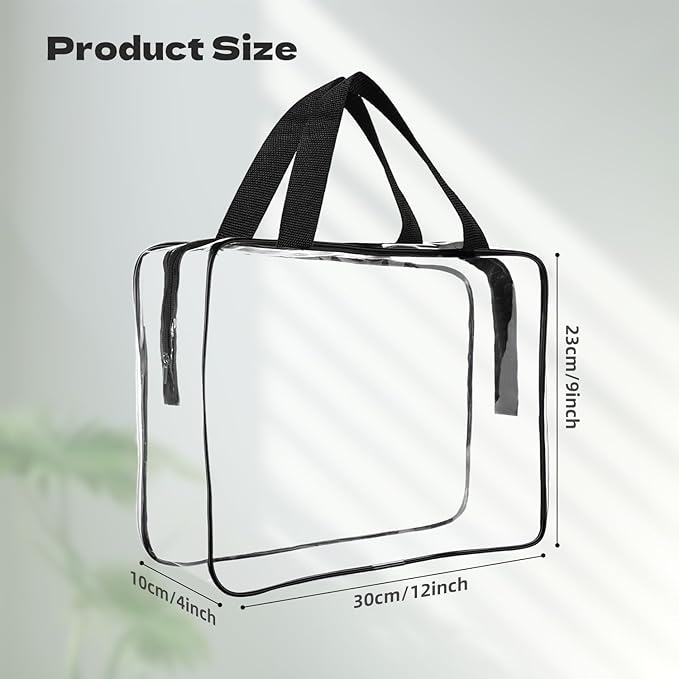 GEMLORD 12 Pieces Large Clear Cosmetic Organizer Makeup Bag, Clear PVC Travel Toiletry Bags with Zipper and Handle, Plastic Tote Bags for Beach, Traveling, Shopping, Storage