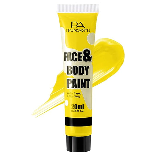Yellow Face Body Paint -Water-Based Non-Toxic Body Painting for Cartoon Character Halloween SFX Cosplay, Full Coverage Washable Paint for Costume Party Theater Stage Performance