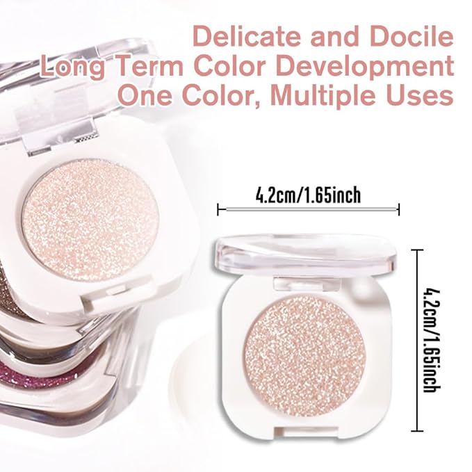 Single Glitter Shimmer Sparkle Eye Shadow Palette Makeup, Pear White Glitter Eyeshadow for Women, Pigmented Waterproof Sombras Para Ojos, Vegan, Talc, Paraben & Cruelty Free, 11