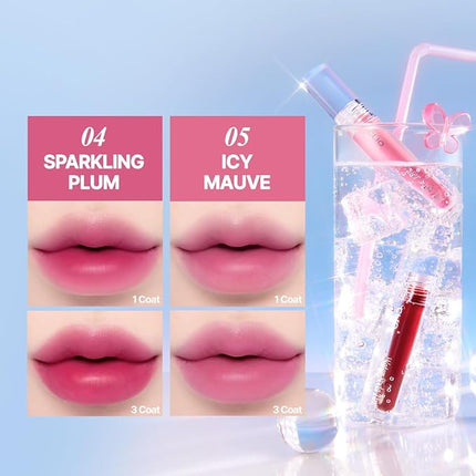 CLIO Water Soda Tint 5 Colors, Korean Lip Stain, High Moisturizing, Strong Hydrating Water Lip Oil, Gloss, Non Sticky Lip Stain, K-Beauty Lips (01 RED SPLASH, One Size)