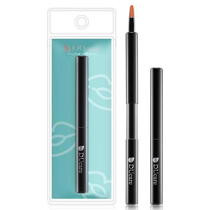 DUcare Lip Brush Retractable Professional Lipstick Brush Travel Portable Vanity lip scrub brush Gloss Makeup Brush Tool (Black)