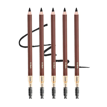 Eyebrow Pencil Longlasting Waterproof Durable Automaric Liner Eyebrow 5 Colors to Choose (5pcs, 1# Black)