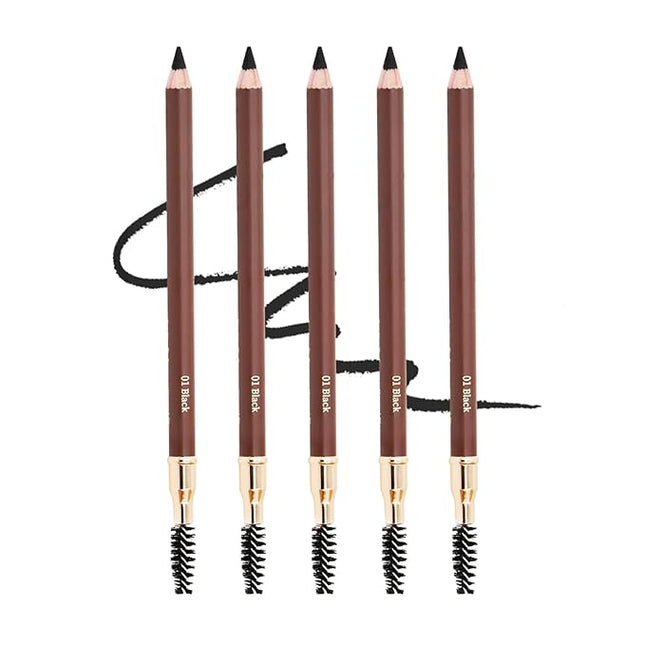 Eyebrow Pencil Longlasting Waterproof Durable Automaric Liner Eyebrow 5 Colors to Choose (5pcs, 1# Black)