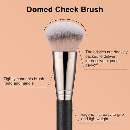 TEOYALL Domed Cheek Brush, Medium Precision Brush Head with Dense Synthetic Bristles for Contour Bronzer Blush with Loose Powder Cream