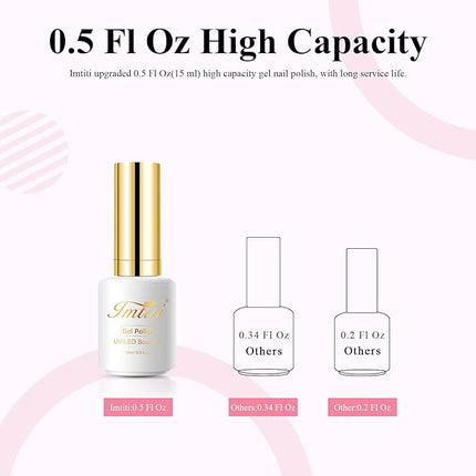 Imtiti Golden Shimmer Rose Red Jelly Gel Nail Polish, UV LED Soak Off Gold Glitter Clear Rose Pink Jelly Nail Polish,Sparkle Clear Pink Translucent Gel Polish