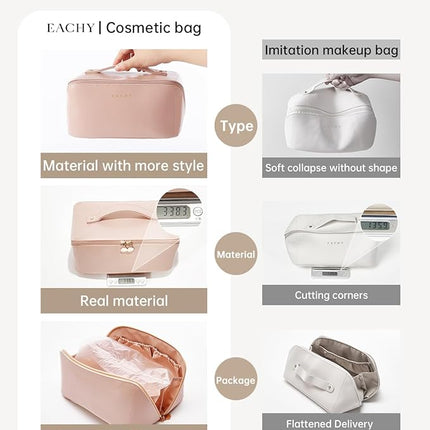 EACHY Travel Makeup Bag,Large Capacity Cosmetic Bags for Women,Waterproof Portable Pouch Open Flat Toiletry Bag Pattern Makeup Bag