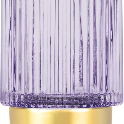 DASITON Makeup Brush holder Organizer,Crystal Cosmetic Makeup Brush Glass Brushes Storage Holder, Vintage Make Up Brush Cup Pen Pencil Holder striped vase(Purple S)