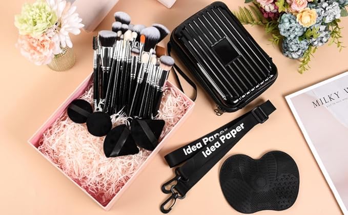 Makeup Brushes 32 Pcs Makeup Kit, Travel makeup brush set, Portable makeup brush set，Multi-functional Makeup Tool Set with Makeup Brush Foundation Brush Make up Brushes Set (LH32, Count, 32)