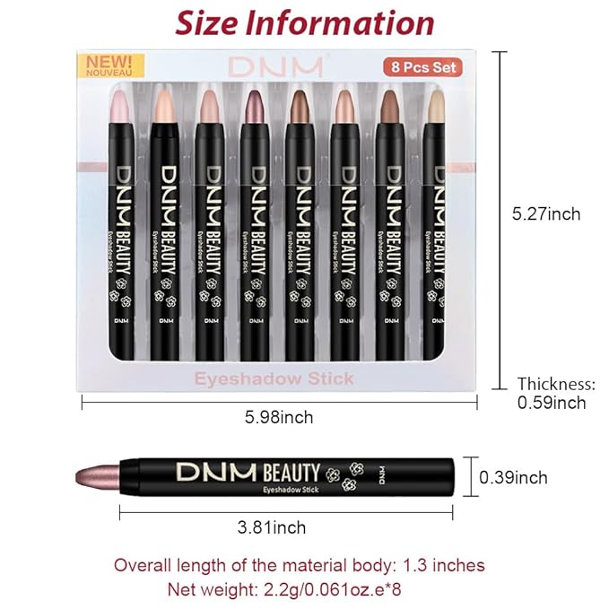 8Pcs Cream Eye Shadow Sticks Makeup for Women, Matte Shimmer Eyeliner Pencil Eyeshadow Brightener Stick for Eyes, Waterproof Eyeshadow Applicator Blendable sombras para ojos Set11#