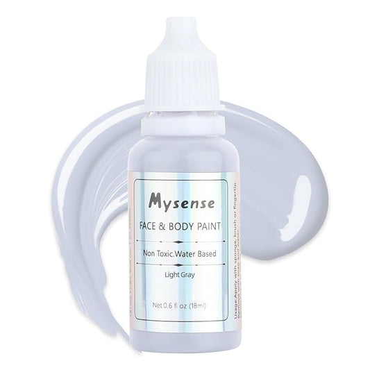 Mysense Light Grey Face Body Paint,Water Based Washable Face Paint,Non-toxic Cream Body Paint for Adults and Children Halloween Costume SFX Skull Zombie Goth Raven Cosplay Makeup,0.6oz