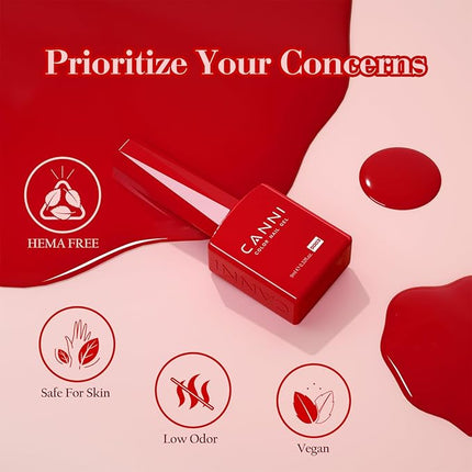 CANNI Gel Nail Polish Set – 6 Classic Colors (Black, White, Red, Pink, Mauve, Berry), 9ML Soak Off UV LED HEMA-Free Gel for Long-Lasting DIY or Salon Nail Art