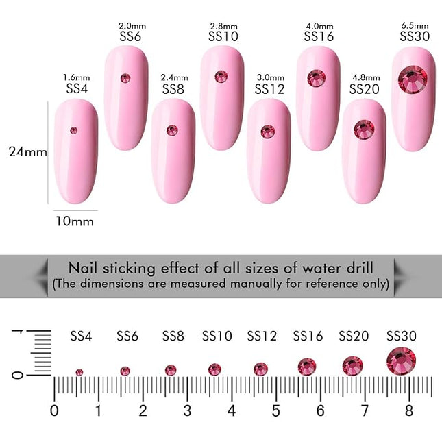 288Pcs Rose Crystal Rhinestones,Glass Flatback Rhinestones Gemstones for Nail Face Makeup Art Crafts Clothes Decoration -(SS30,6.5mm,Rose)