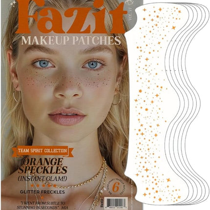 Fazit Makeup Patches - Orange Speckles - Glow Up Make-Up Patches - Cute Glitter Makeup Accessories for Women - Cosmetic Glitter for Face