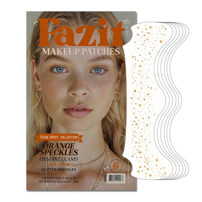 Fazit Makeup Patches - Orange Speckles - Waterproof - Temporary Face Patches for Women - 6 Count