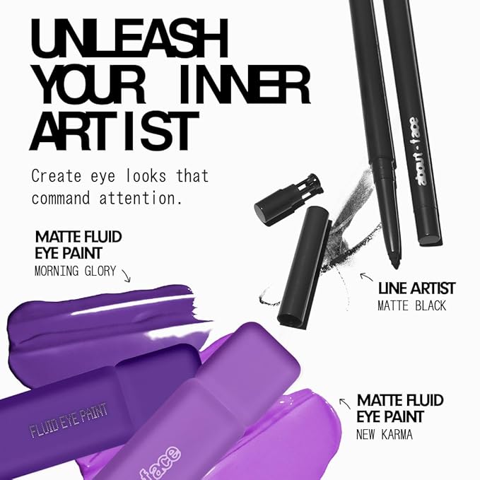 about-face Matte Fluid Eye Paint Morning Glory – High-Pigment Liquid Eyeshadow, Long-Lasting, No-Budge Matte Finish, Vegan & Cruelty-Free (Indigo Purple)