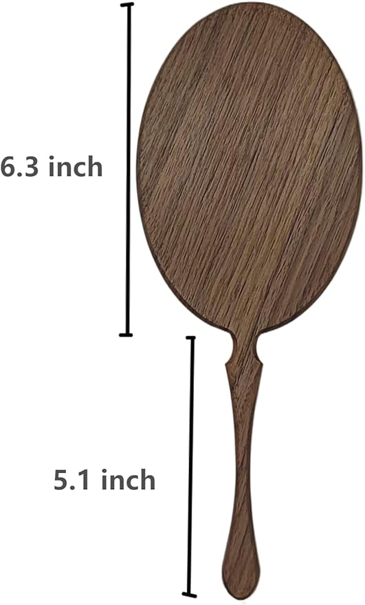 Hand Mirrors with Handle for Makeup, Touching Up and Shaving, Oval Vintage Hand Held Mirror for Men&Women, 11.4" L x 4.3" W, Multi-Purpose for Salon Home Travel, Walnut Wood