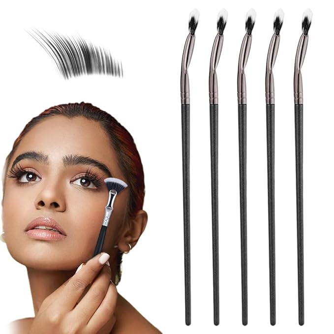 Folding Angle Scalloped Lash Brush, Mascara Fan Brush for Lashes Eyelash Separator Tool, Eye Makeup Fan Brushs Eyelash Comb for Upper Lower Eye Lash (5pcs)