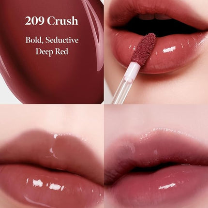 Dew Drop Tint #209 Crush 4.5g, Hydrating, Glossy, Lightweight Lip Stain with High-shine, Long Lasting Color with Moisturizing Lip Oil, Dewy Finish, Korean Beauty Makeup