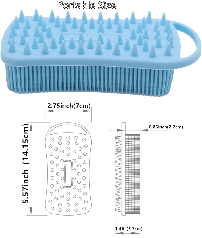 2Pack Dual Sided Silicone Body Scrubber for Exfoliating, Shower and Scalp Massage, 2 in 1 Bath & Shampoo Brush,Soft Exfoliating Body Shower Scrubber Brush (Pink&Blue)