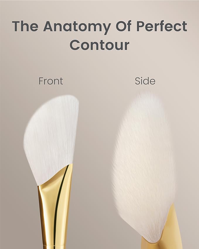 Desert Oak Series Pro Contour Curve Sculptor - Nylon Bristles for Seamless Cream/Liquid/Powder Contouring & Bronzing, Bubinga Handle (CM 207)