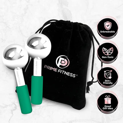 Ice Globes for Facials | Unbreakable Steel Cooling Roller | Cryo Sticks for Face | Massager for Face Neck & Eyes | Skin Care for Dark Circles, Puffiness, Wrinkles, Collagen Production (Green)