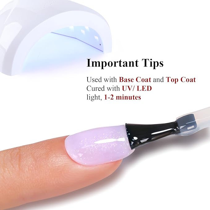 Jelly Gel Nail Polish,Lavender Purple Silver Glitter Shimmer Neutral Sheer Soak off UV/LED Iridescent Translucent Sparkly Nail Gel Polish for Nail Art DIY Manicure 0.5 Fl Oz