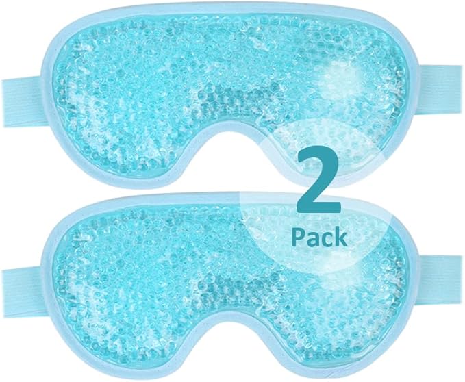 NEWGO Cooling Eye Mask for Puffy Eyes, Cold Eye Mask Eye Ice Pack for After Eyes Surgery, Tension Stress Relief, Itchy Eyes, Headaches, Dark Circles - Blue (Blue-2Pack)