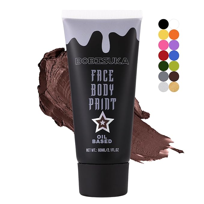BOBISUKA Brown Face Paint, Oil-based Body Painting Kit, Cream Blendable Facepaint for Halloween Cosplay, Costume, Parties, Stage, Theater, SFX Special Effect Makeup and Hunting Camo