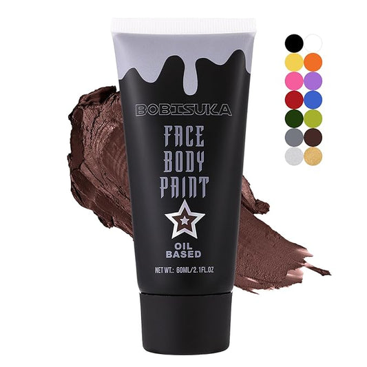 BOBISUKA Brown Face Paint, Oil-based Body Painting Kit, Cream Blendable Facepaint for Halloween Cosplay, Costume, Parties, Stage, Theater, SFX Special Effect Makeup and Hunting Camo