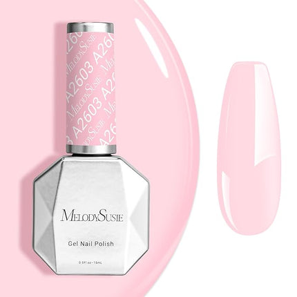 MelodySusie 0.5fl oz Nude Pink Gel Nail Polish, Nails Soak Off UV LED Bubblegum Pink Gel Polish Gift for Women Nail Art Manicure Salon DIY Nail Design Decoration at Home-A2603