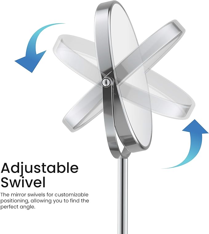 KIBI Free Standing Magnifying Makeup Mirror | Dual-Sided 1X/5X Magnification | 360° Rotating Vanity Mirror for Precise Grooming, Skincare & Beauty (Matte Black, KMM103)