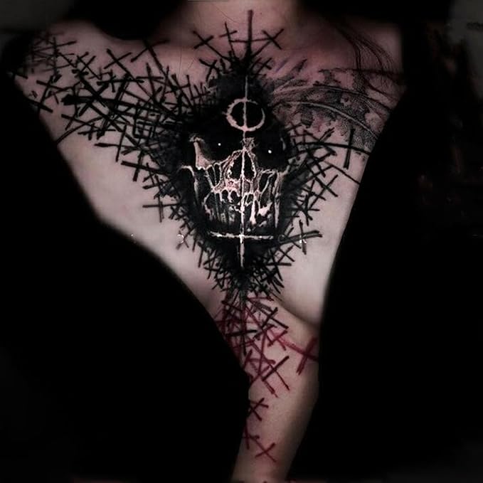 Large Temporary Tattoos Women Temporary Neck Tattoos Temporary Realistic Flower Chest Tattoo for Adults (Temporary Tattoos Sticker 30)