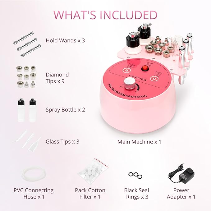 Diamond Microdermabrasion Machine Professional for Facial UNOISETION 3 in 1 Home Microdermabrasion Machine for Skin Exfoliating, Blackhead Removal, Spray Facial Moisturizing