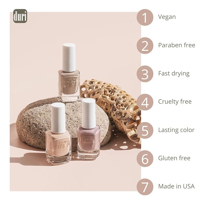 duri Nail Polish, 691 Pompadour Pudding, Natural Beige Nude, Full Coverage, Glossy Finish, Fast Drying, Easy to Apply, 0.5 Fl Oz