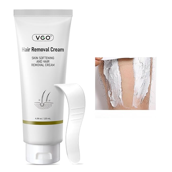 VGO Painless Hair Removal Lotion for Women & Men - For Unwanted Hair, All Skin Types, White, 4.02 oz