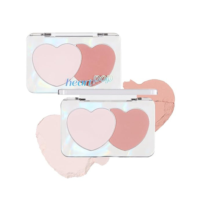 ETUDE Heart Pop Duo Blush, Pink & Beige Orange Cheek Colors, Radiant Glow & Glossy Finish, Blendable Layering Formula, Korean Makeup Artist Collab, Compact 0.2 oz – Envy Room
