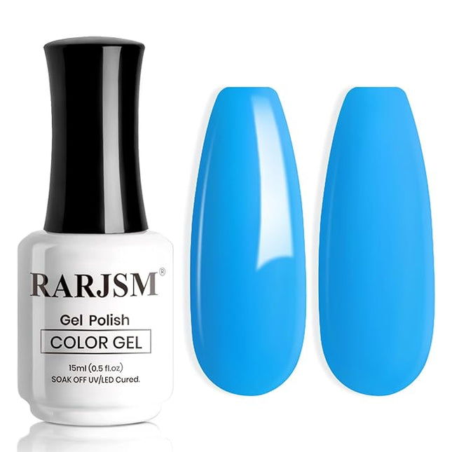 RARJSM Sky Blue Gel Nail Polish 1PCS 15ML Long Lasting Opaque Light Soft Blue Milky Creamy Gelpolish Soak off U V Curing Required Nail Art French Manicure Salon DIY at Home
