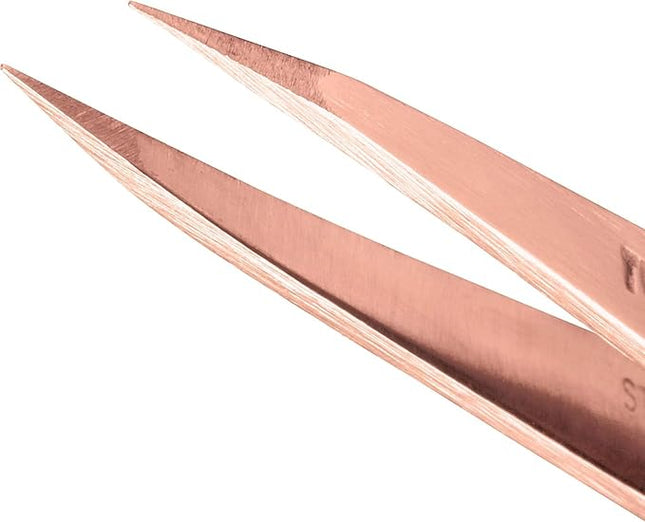 Tweezerman Stainless Steel Point Tweezer - Eyebrow Precision Tweezers, Facial and Ingrown Hair Removal (Rose Gold)