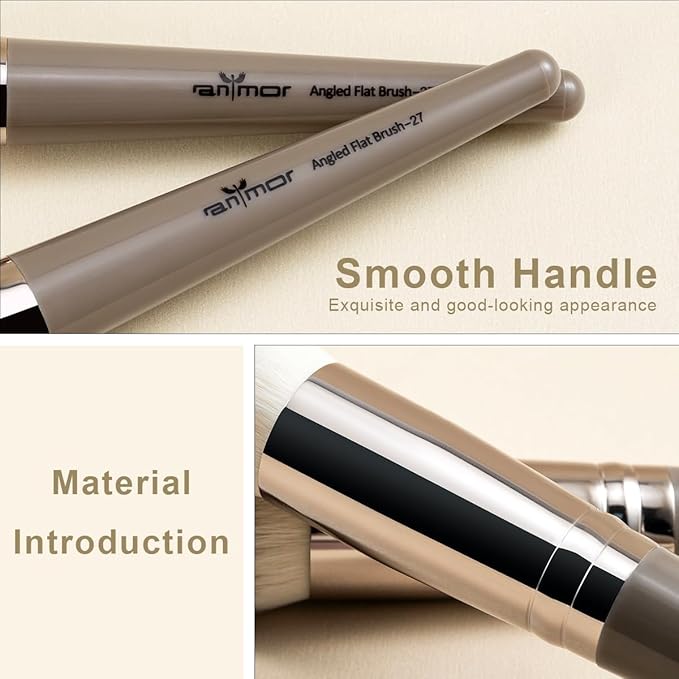 Anmor Angled Kabuki Brush, Professional Angled Foundation Makeup Brush, Perfect for liquid, Cream and powder Face Makeup, Luxurious Soft Synthetic Fibers