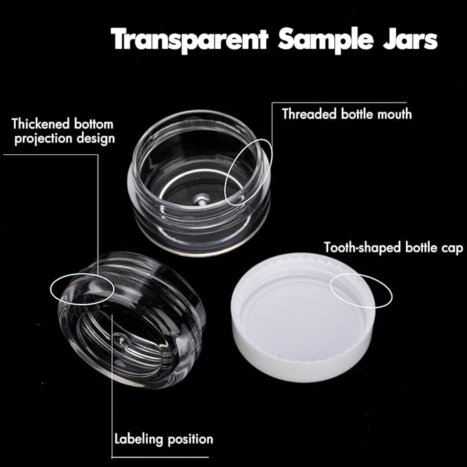 3 Gram Sample Containers With Lids, 50 Count Tiny Jars, Empty Lip Balm, Mini Cosmetic Makeup Travel Containers With Labels, Mini Disposable Spatulas