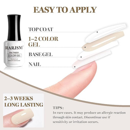 RARJSM Beige White Gel Nail Polish 1PCS 15ML Long Lasting Milky Ivory White Creamy Gelpolish Soak off U V Curing Required Nail Art French Manicure Salon DIY at Home