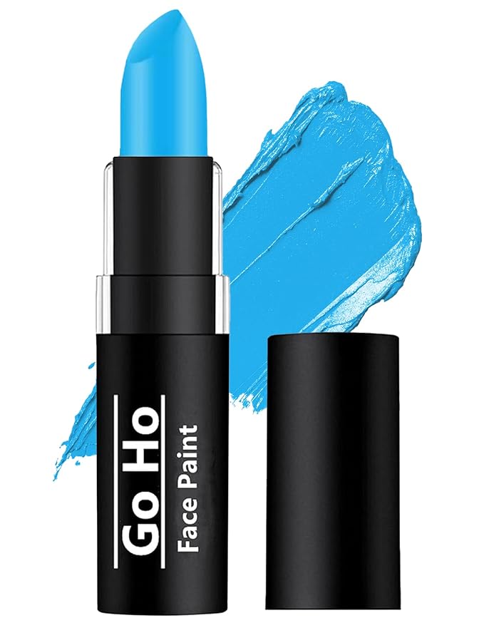 Go Ho Makeup Sky Blue Cream-Blendable Stick - Body Paint Professional SFX Makeup,Safe Facepaint Nose&Lip Smacking for Halloween（Sky Blue）