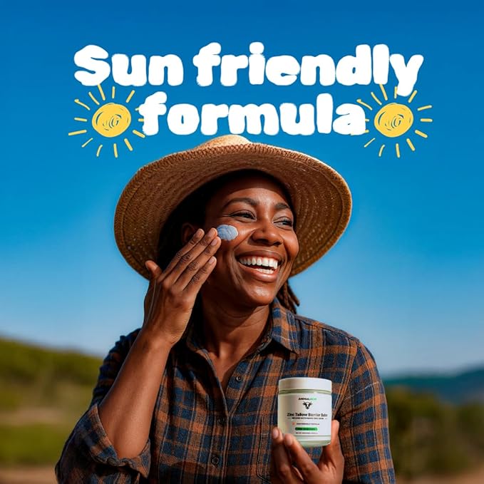 Beef Tallow Balm for Face, Skin & Body - 4 Fl oz Moisturizing Balm with Organic Jojoba Oil, Beeswax, Non-Nano Zinc Oxide & Vanilla - 100% Grass Fed Beef Tallow