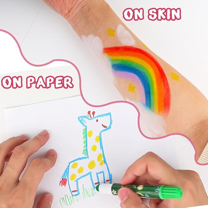 Bowitzki Face Paint Sticks 12 Colors Eye Black Face Painting Crayons Kit Twistable Marker Temporary Hair Color Dye Party Body Makeup Belly Painting Kids Adults With Box Halloween Football Christmas