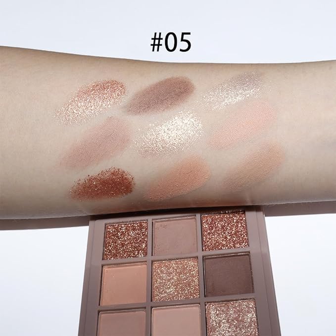 Eye Shadow Palette Makeup,9 Colors Gold Matte Shimmer Vegan Eyeshadow,Long Lasting Waterproof Naturing-Looking make up pallets for women,eyeshadow palette for brown blue eyes