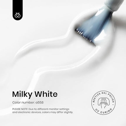 Beetles Milky White Gel Nail Polish No Wipe Gel Top Coat and Base Coat Set 3Pcs 15ml, Nude Jelly Color Long Lasting, Soak Off U V LED Nail Art Design for Women